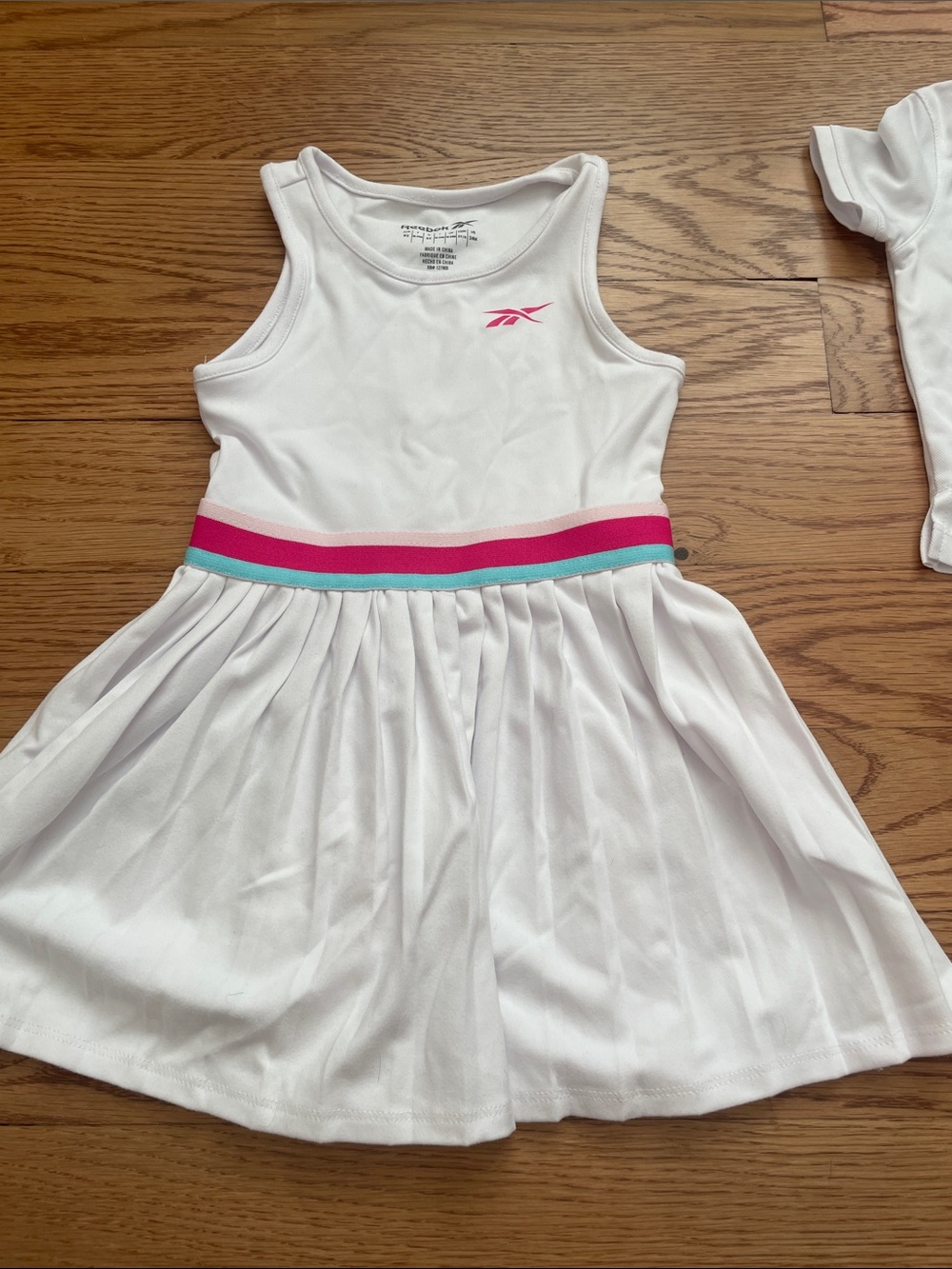 Nike Kids White Tennis Top and Skort Set & Reebok Dress- Pink and Teal Accents - Picture 2 of 8